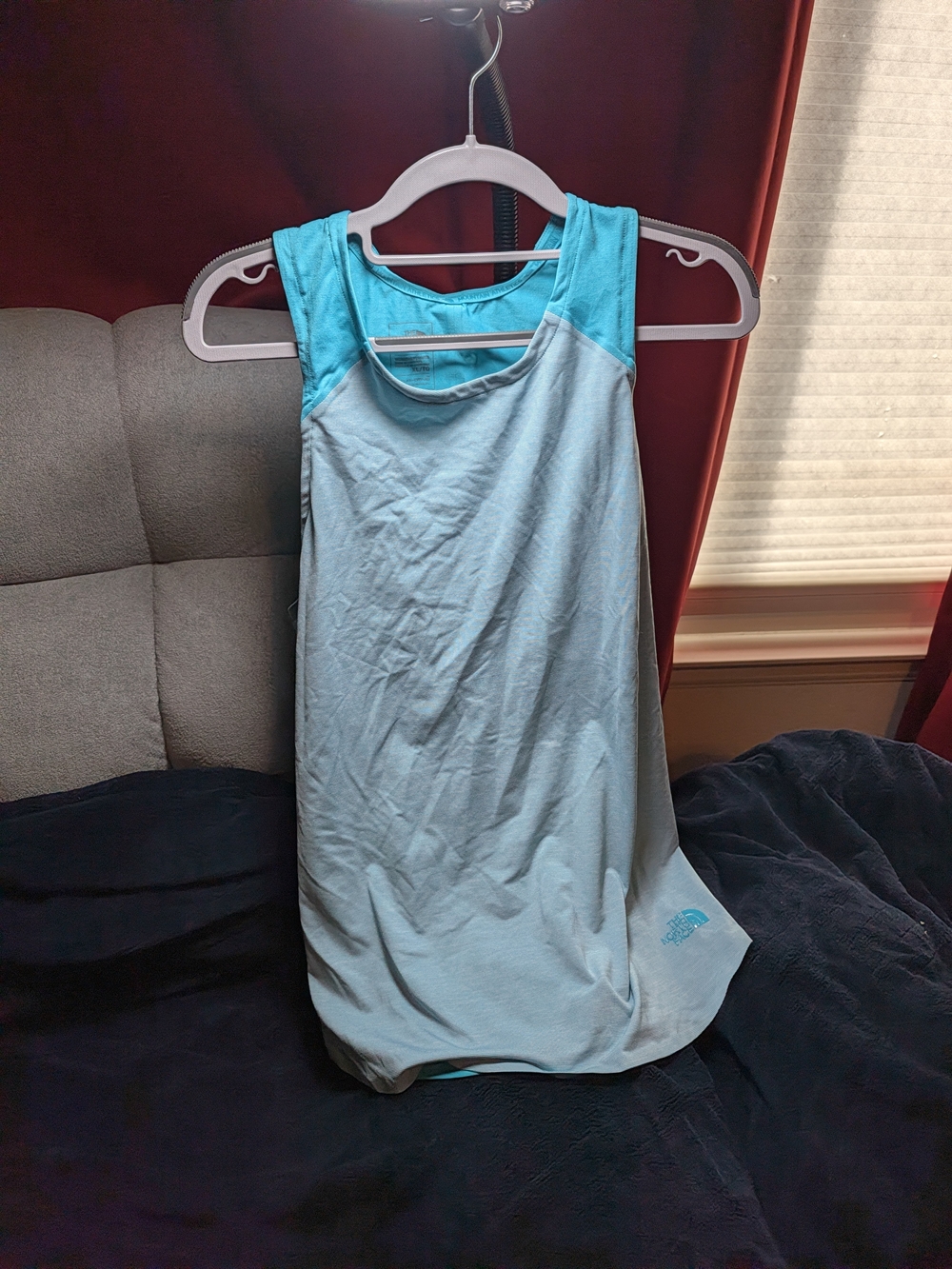 The North Face Light Blue Tank Top with Teal Shoulder Panels